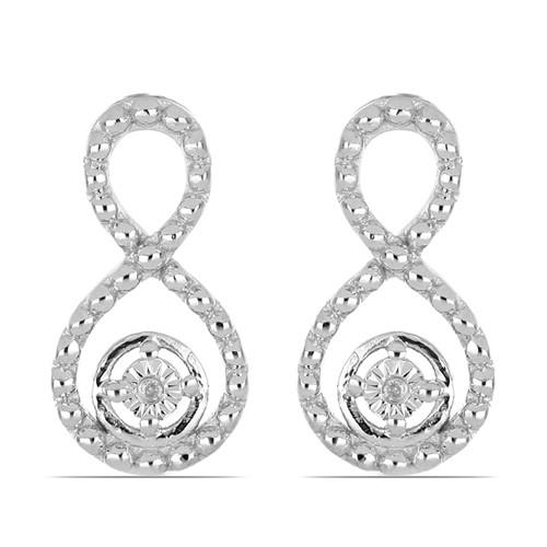 BUY 925 STERLING  SILVER NATURAL WHITE DIAMOND DOUBLE CUT GEMSTONE EARRINGS